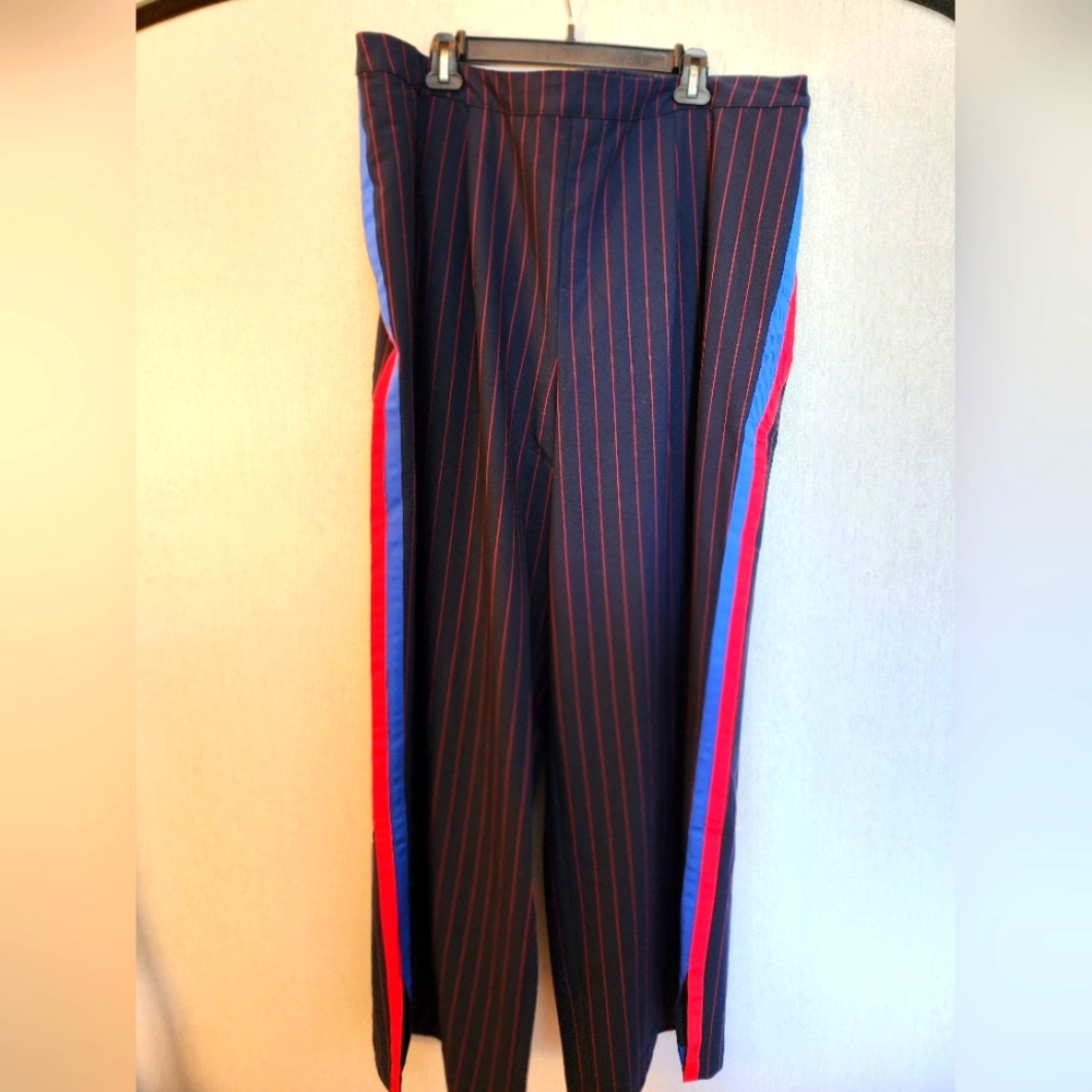 Wide leg pinstripe pants